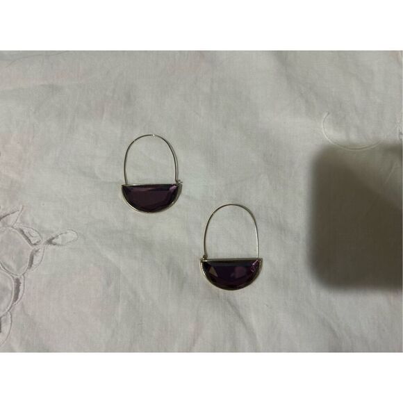 Kenneth Cole Amethyst Jewel Color Statement Earrings Gold Purple Earrings - Picture 1 of 4